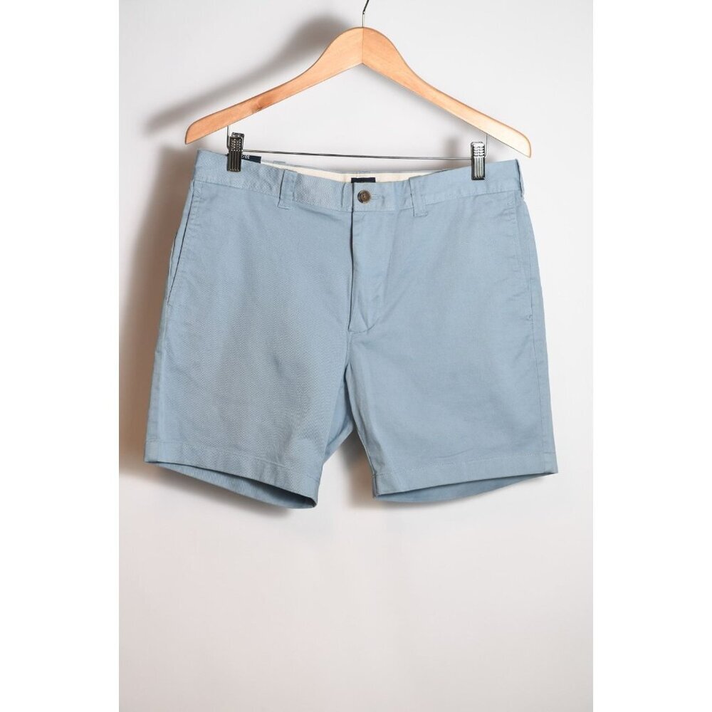 J. Crew Shorts Mens 33 Light Blue 7" Inseam Chino Cotton Casual Flat Front NEW